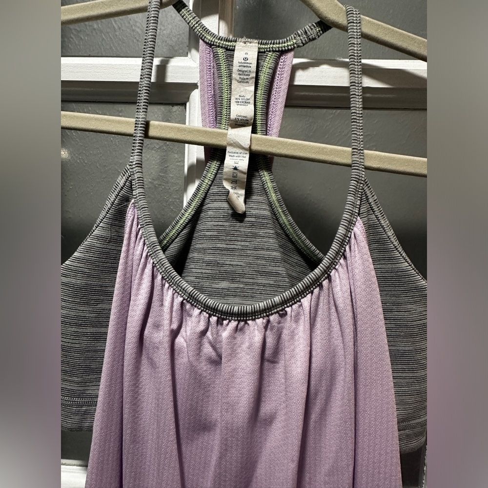 ⭐️SOLD⭐️Lululemon No Limits Tank Top Light Purple Wee Stripe White - Picture 4 of 7